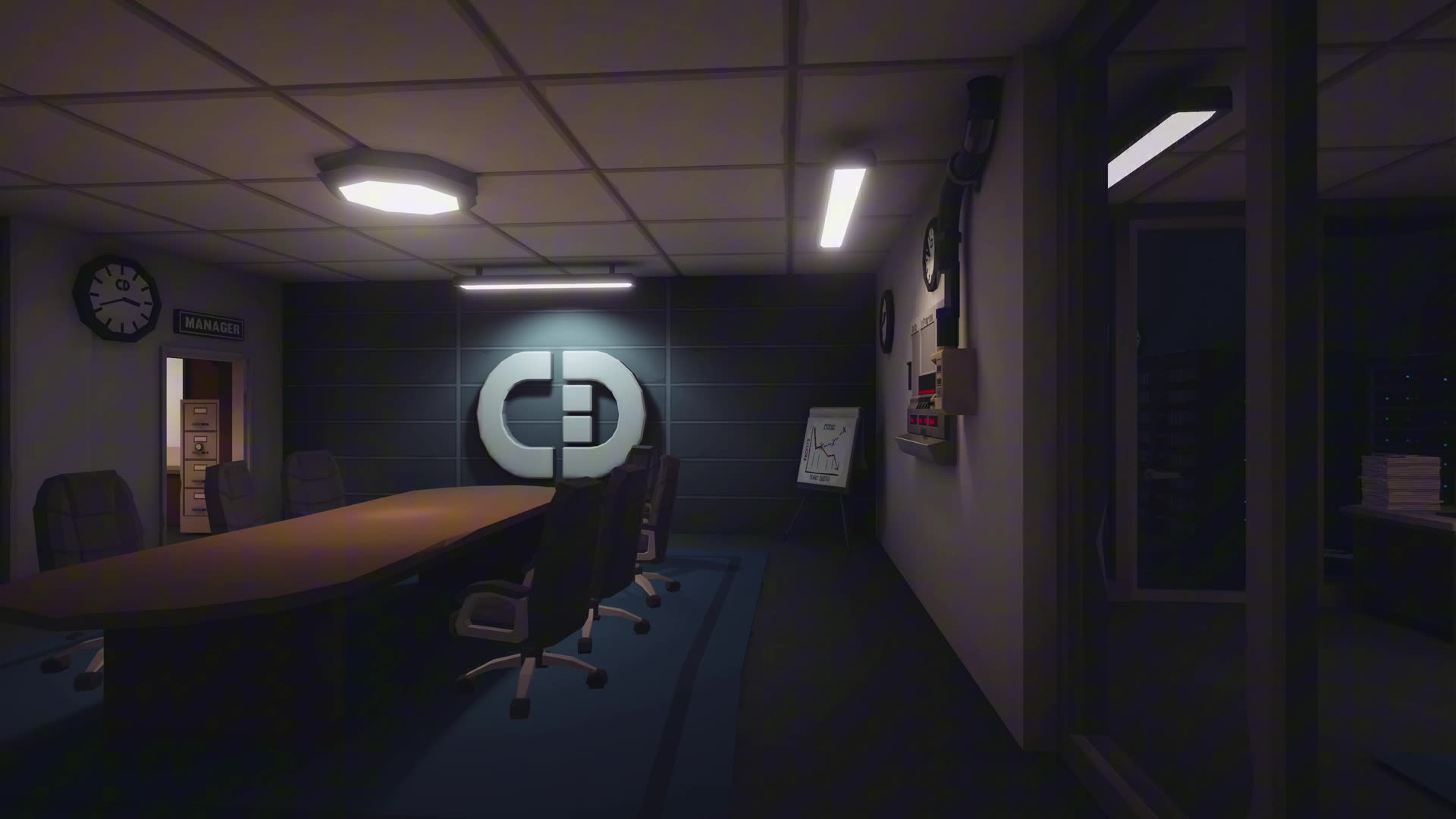 Consolidated Dynamics corridor. Baked lighting doing the work at standalone cost.