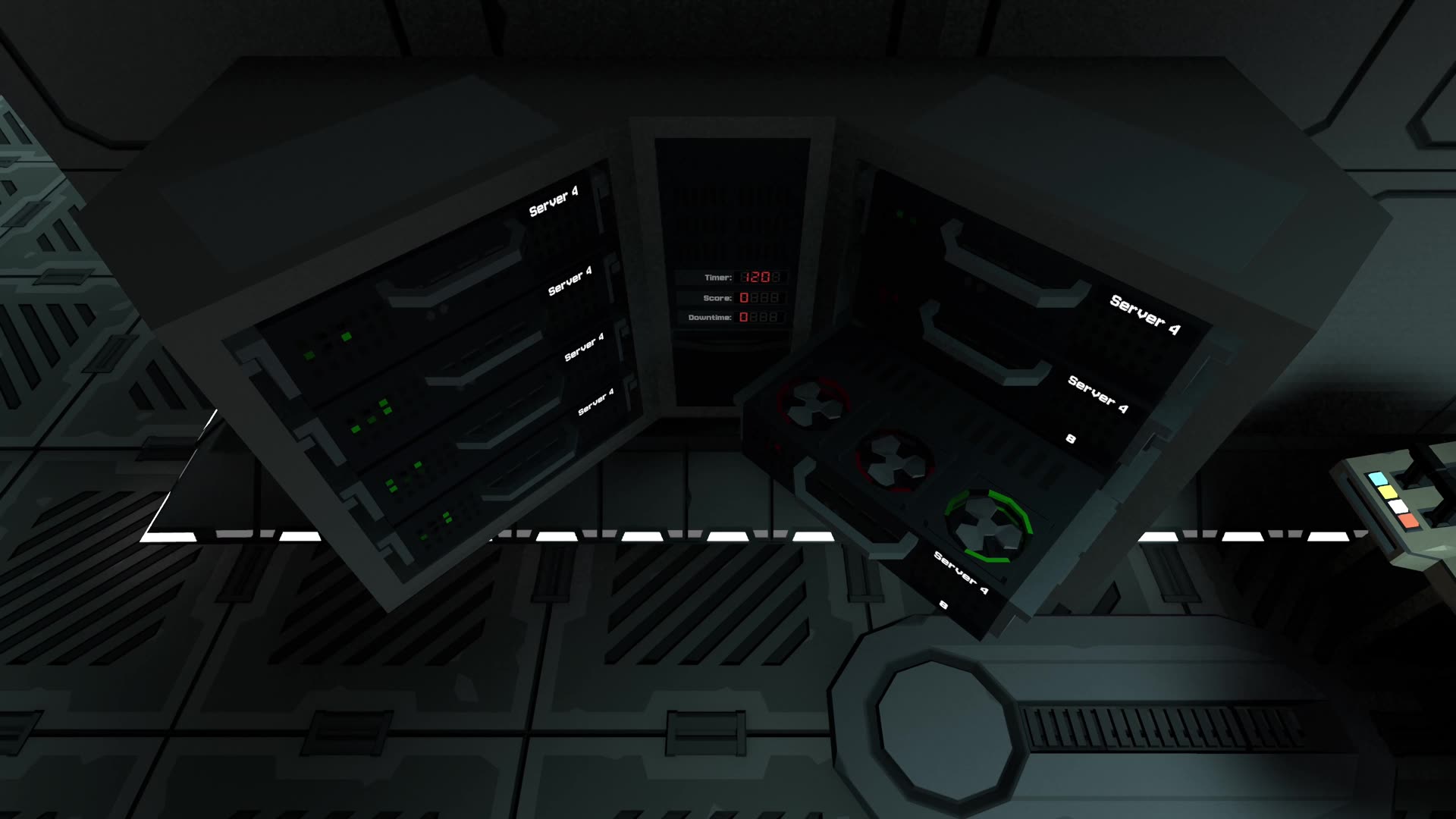Server room console. Machinery is authored as data.